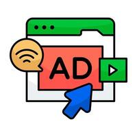 Perfect flat design icon of advertisement website vector