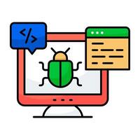 Conceptual flat design icon of computer bug vector