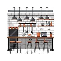 Stylish Industrial Kitchen Design Icons vector