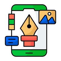 A colored design icon of mobile designing vector