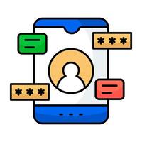 A flat icon of mobile user vector