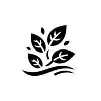 Black and White Minimalist of a Sprig with Leaves, Showing Simple Organic Growth and Natures Aesthetic. vector