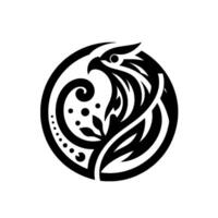 Intricate Black and White Tribal Eagle Enclosed Within a Circle, Symbolizing Strength and Majesty. vector