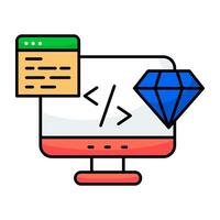 Conceptual flat design icon of premium coding vector