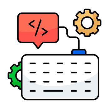 Conceptual flat design icon of coding chat vector