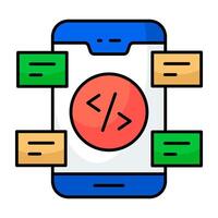 Trendy design of mobile coding vector