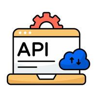 Trendy flat design icon of api vector