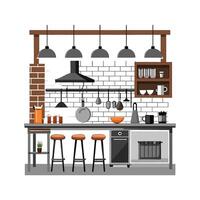 Chic Icons for Unique Industrial Kitchen Designs vector