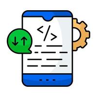 Trendy flat vectors design of mobile coding