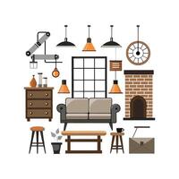Stylish Design Icons for Industrial Loft Spaces vector