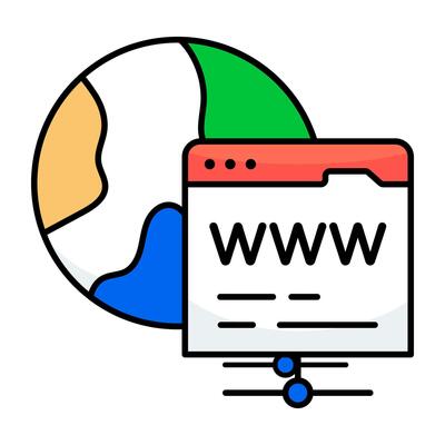 Flat design icon of web browser, www vectors