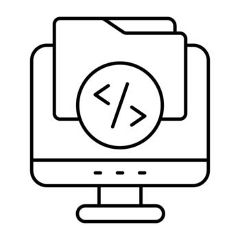An icon linear design of coding folder vector