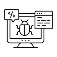 Conceptual linear design icon of computer bug vector