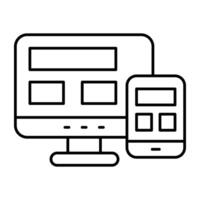 An linear design icon of responsive design vector
