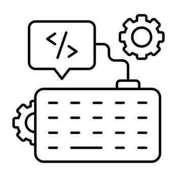 Conceptual linear design icon of coding chat vector