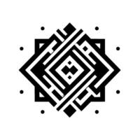 Abstract Geometric Black White Starburst with Labyrinthine Lines and Dot Accents, Creating a Modern, Minimalist Visual. vector