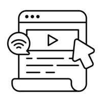 Unique linear design icon of web videos vector