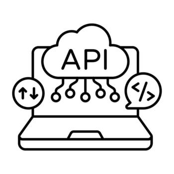Trendy linear design icons of api vector