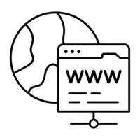 linear design icon of web browser, www vector