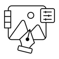 Conceptual linear design icon of photo design vector