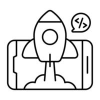 A unique linear design icon of mobile launch vector