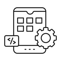 A unique linear design icon of mobile apps setting vector