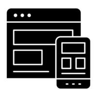 A flat design glyph icon of responsive design vector