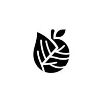 Minimalist Black and White Leaf and Fruit Fusion, Representing Natures Harmony with Simplified Elegance. vector