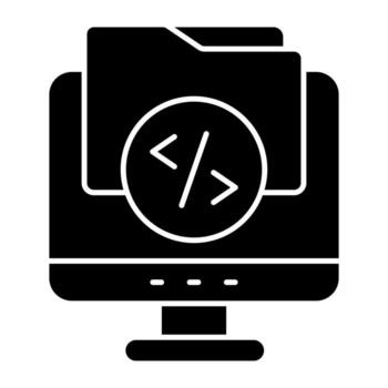 An solid icon design of coding folder vector