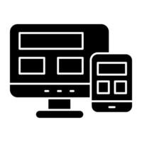 An solid design icon of responsive design vector