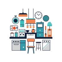 Creative Icons for Kitchen Refrigerator Design vector