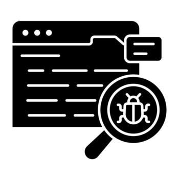 virus debajo aumentador vaso, depuración glifo icono vector