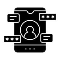 A flat design solid of mobile user vector