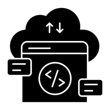 Trendy solid design of cloud coding vector