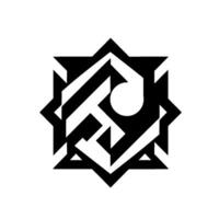 Abstract Black and White Geometric StarShaped Featuring a Musical Note vector
