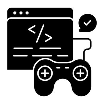 conceptual sólido diseño icono de juego codificación vector