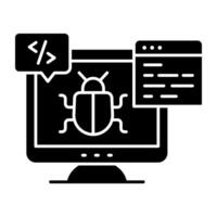 Conceptual solid design icon of computer bug vector