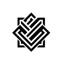 Geometric Black and White Ornamental A StarShaped, Interlaced Pattern on Textured White Background vector