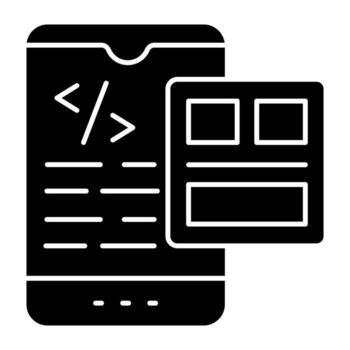 Trendy solid design graphical of mobile coding vector
