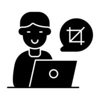An solid icon design of user chat vector