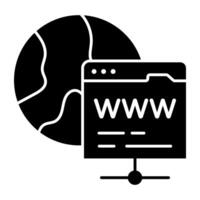 glyph design icon of web browser, www vectors
