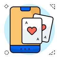 A flat design icon of mobile poker cards vector