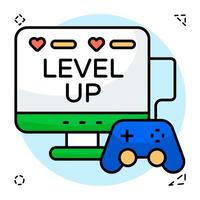 A flat design icon of mobile game level up vector
