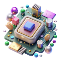 vibrant abstract Circuit Board Electronic Components Transparent for Tech Illustrations authentic png