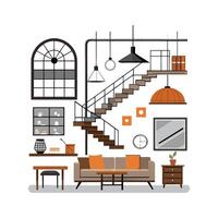 Comprehensive Icons for Loft Interiors vector