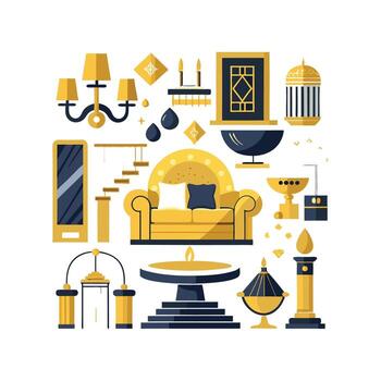 Elegant Icons for Luxury Interior Features Icons Set vector