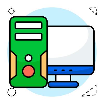Premium download icon of monitor with CPU, computer icon