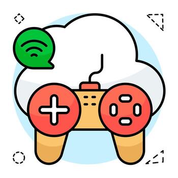 A game controller with a cloud and a chat bubble vector