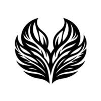 Symmetrical Black and White Abstract FeatherLike with Layered Elements on Clean White Backdrop. vector