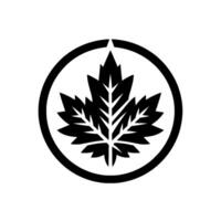 Bold Black and White Symmetrical Maple Leaf Inside a Circular Frame, Minimalist , Canada vector